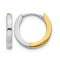 14k Two-tone 2mm Round Hinged Hoop Earrings, 8 x 2 mm