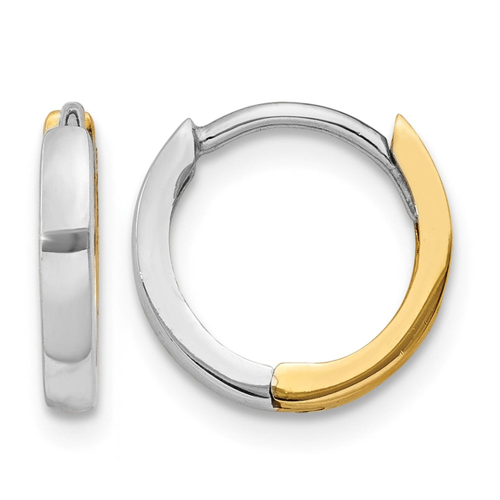 14k Two-tone 1.5mm Round Hinged Hoop Earrings, 7 x 1.5 mm
