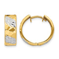 14k 5mm Diamond-cut Rhodium Hoop Earrings, 13 x 5.5 mm