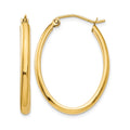 14k 3x29mm Oval Tube Hoop Earrings, 14 x 21.5 mm