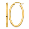 14k 2x30mm Polished Oval Tube Hoop Earrings, 30 x 2 mm