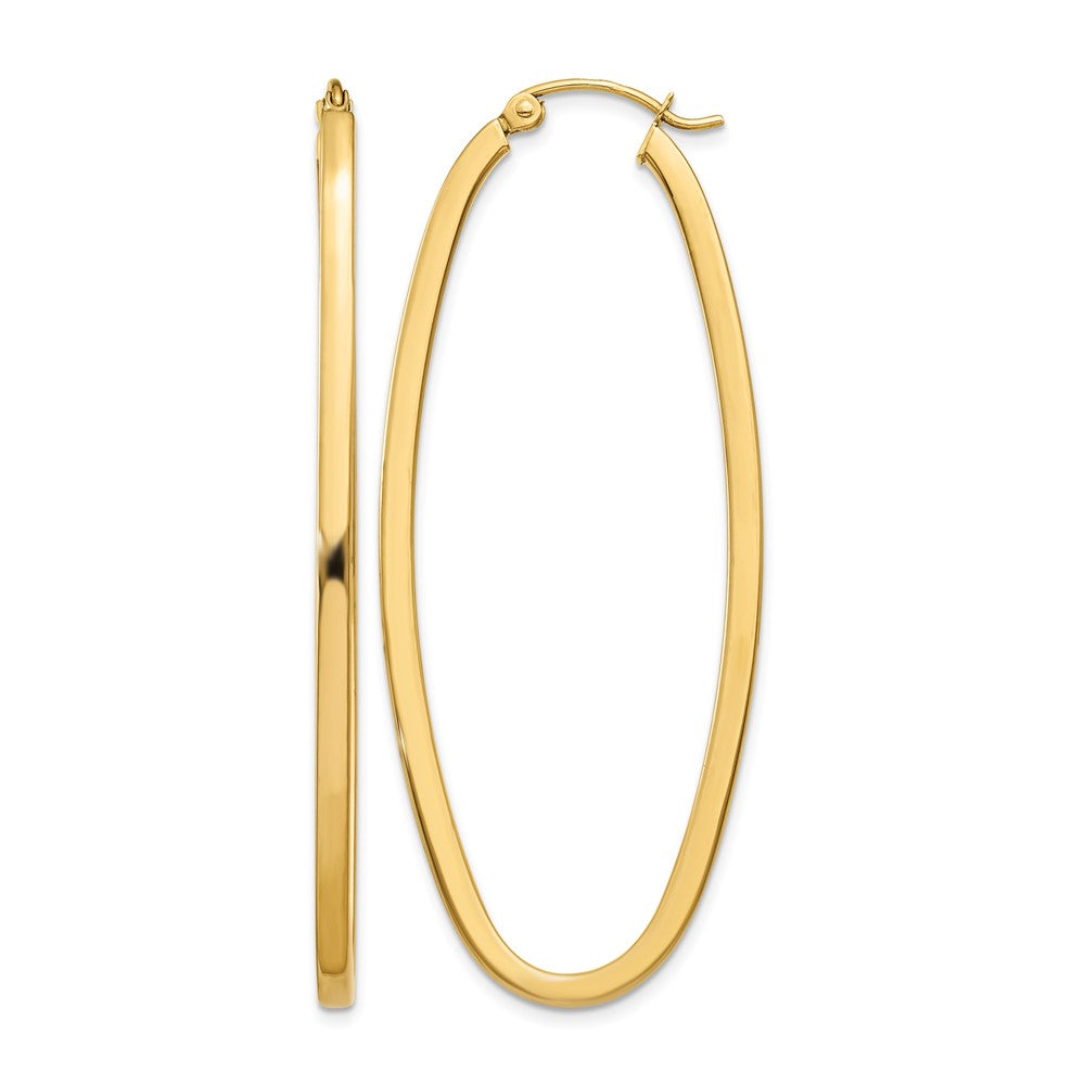 14k 2x53mm Large Oval Tube Hoop Earrings, 53 x 2 mm