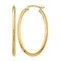 14k 2x35mm Oval Tube Hoop Earrings, 35 x 2 mm