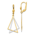 14k Two-tone Polished Triangles Drop Leverback Earrings, 42 x 16 mm