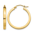 14k 2x25mm Polished Square Tube Hoop Earrings, 25 x 3 mm