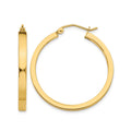 14k 2x30mm Polished Square Tube Hoop Earrings, 30 x 3 mm