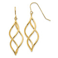 14K Twisted Swirl Dangle French Hook Earrings, 46 x 12 mm