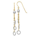 14k Two-tone Circle and Chain Dangle French Hook Earrings, 55 x 7 mm