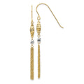 14k Two-tone Bead and Chain Tassel Dangle French Hook Earrings, 55 x 5 mm
