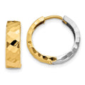 14k Two-tone Textured Hinged Hoop Earrings, 14 x 15 mm