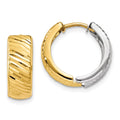 14k Two-tone Textured Hoop Earrings, 14 x 14 mm