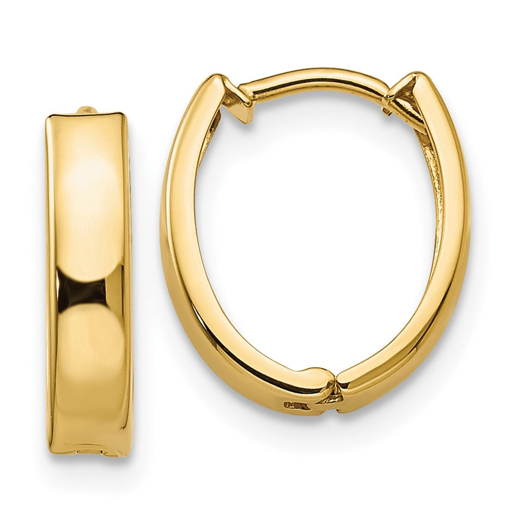 14k Polished Hinged Hoop Earrings, 13 x 3 mm