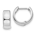 14k White Gold Polished Hinged Hoop Earrings, 12 x 4.5 mm