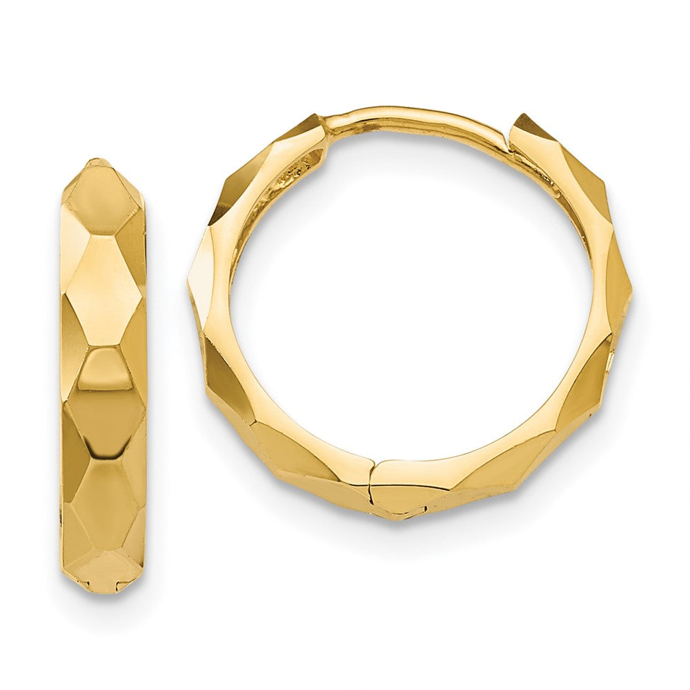 14k Diamond-cut Hoop Earrings, 14 x 2 mm