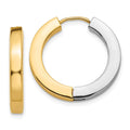 14k Two-tone Gold Polished Hollow Hinged Hoop Earrings, 21 x 3 mm