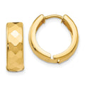 14k Textured Hinged Hoop Earrings, 14 x 5 mm