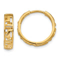 14k Greek Key Hinged Hoop Earrings, 15 x 16 mm
