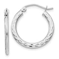 14K White Gold 1.5x20mm Diamond-cut Hollow Hoop Earrings, 21 x 21 mm