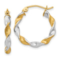 14K White Gold & Rhodium 2.0mm Twisted Hoop Earrings, 22 x 21 mm