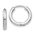 14K White Gold Polished Hollow Hinged Hoop Earrings, 15 x 2.25 mm