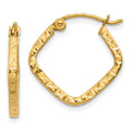 14K Diamond Cut Squared Hoop Earrings, 17 x 1.75 mm