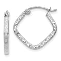 14K White Gold Diamond Cut Squared Hoop Earrings, 17 x 1.75 mm