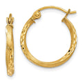14K Satin Diamond Cut Hollow Twisted Hoop Earrings, 17 x 17 mm