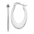 14k White Gold 1x26mm Polished Tapered Oval Hoop Earrings, 26 x 15 mm