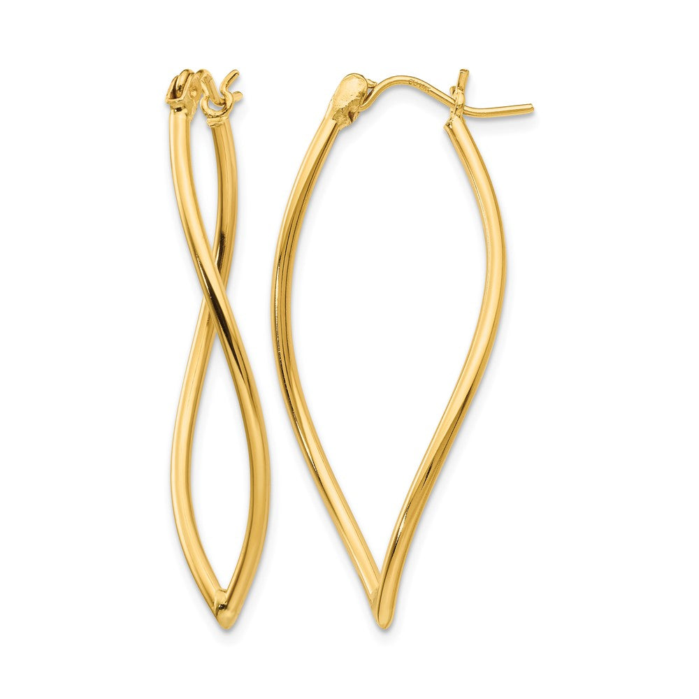 14k Polished Fancy Hoop Earrings, 37 x 17 mm