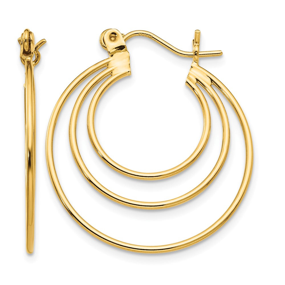 14k Polished Circles Hoop Earrings, 25 x 27 mm