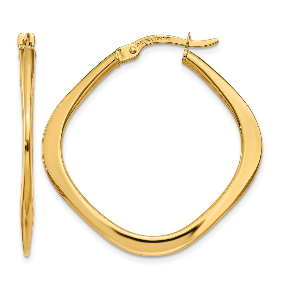 14k 2x30mm Tapered Square Hoop Earrings, 30 x 2 mm