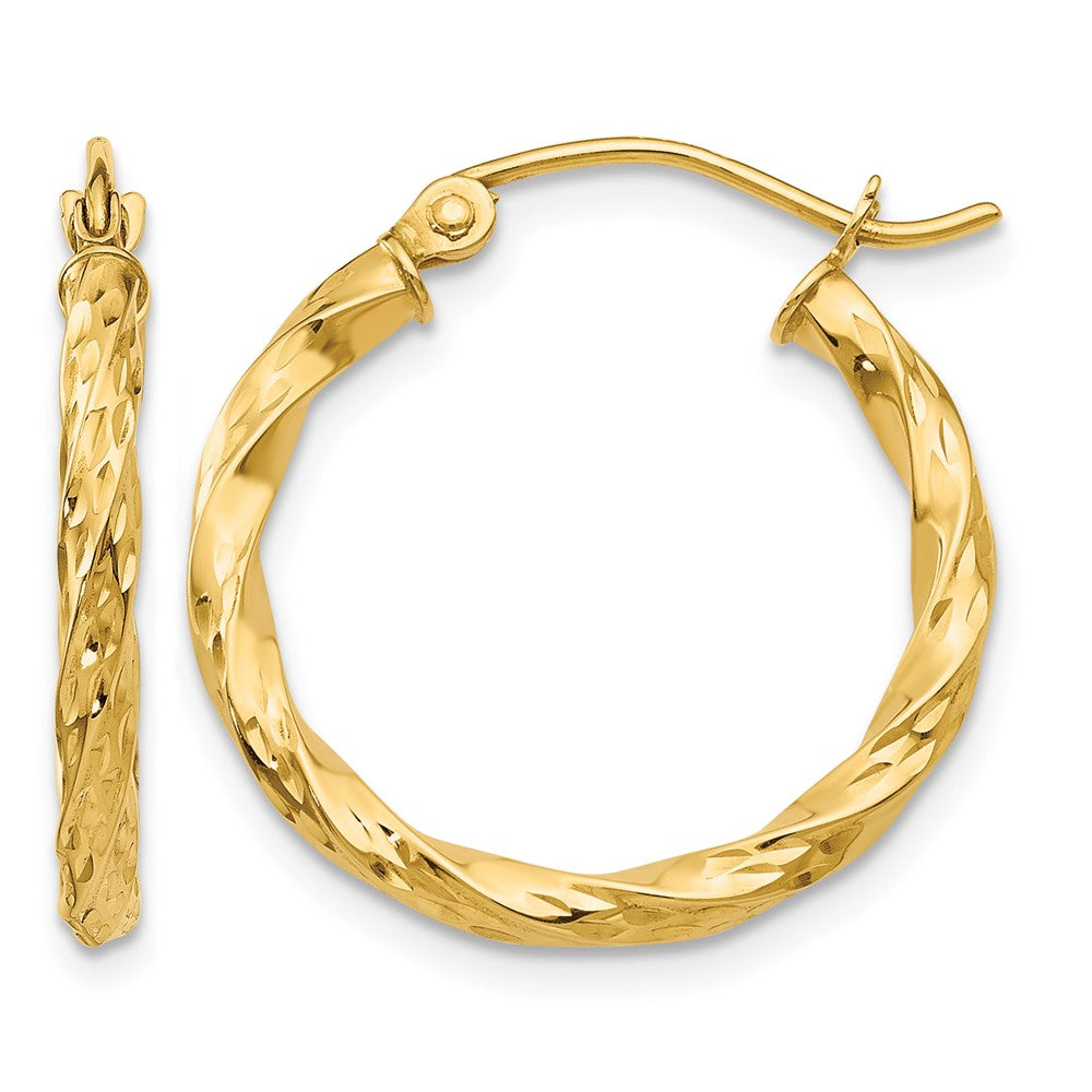 14K Twist Hollow Hoop Earrings, 21 x 20 mm