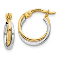 14k Two-tone Polished Hollow Hoop Earrings, 14 x 3 mm