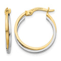 14k Two-tone Polished Hollow Hoop Earrings, 20 x 3 mm