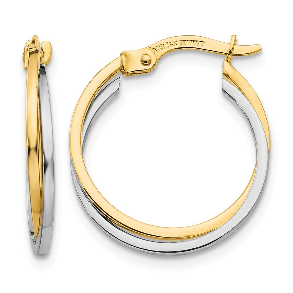 14k Two-tone Polished Hollow Hoop Earrings, 20 x 3 mm