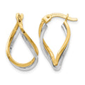14k Two-tone Twisted Hoop Earrings, 16 x 11 mm