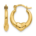 14K Hollow Heart Hoop Earrings, 15 x 2.75 mm