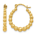 14K Beaded Hoop Earrings, 18 x 2.5 mm