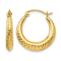 14K Textured Hollow Hoop Earrings, 19 x 3.25 mm