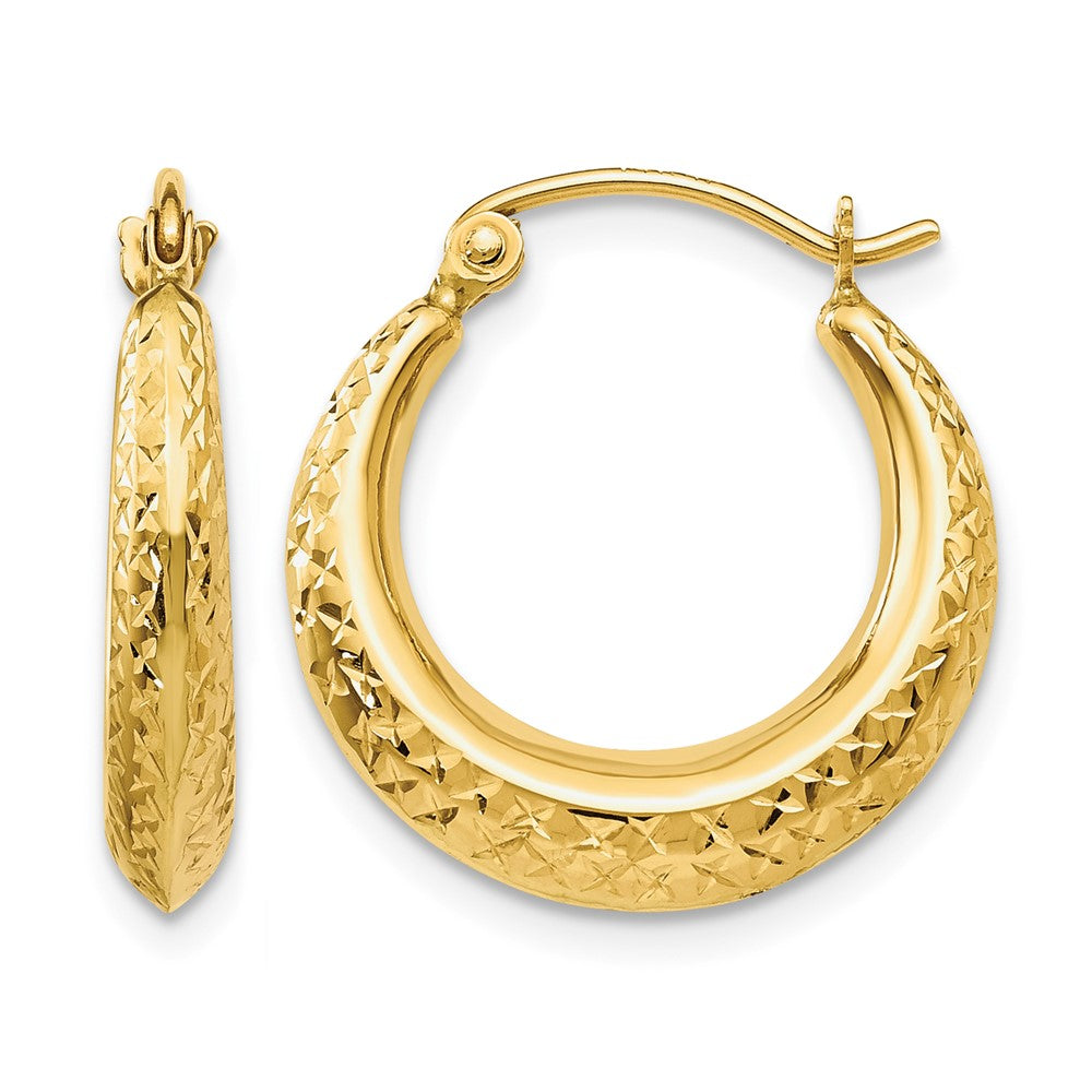 14K Textured Hollow Hoop Earrings, 19 x 3.25 mm