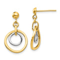14k Two-tone Circle Dangle Post Earrings, 24 x 13 mm