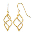 14k Polished Short Twisted Dangle Earrings, 30 x 12 mm