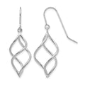 14k White Gold Polished Short Twisted Dangle Earrings, 30 x 12 mm