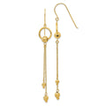 14K Diamond-cut Beads and Chain Dangle French Hook Earrings, 66 x 10 mm