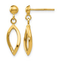 14k Twisted Oval Dangle Post Earrings, 21 x 6 mm
