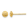 14K 5mm Textured Puffed Round Button Post Earrings, 5 x 5 mm
