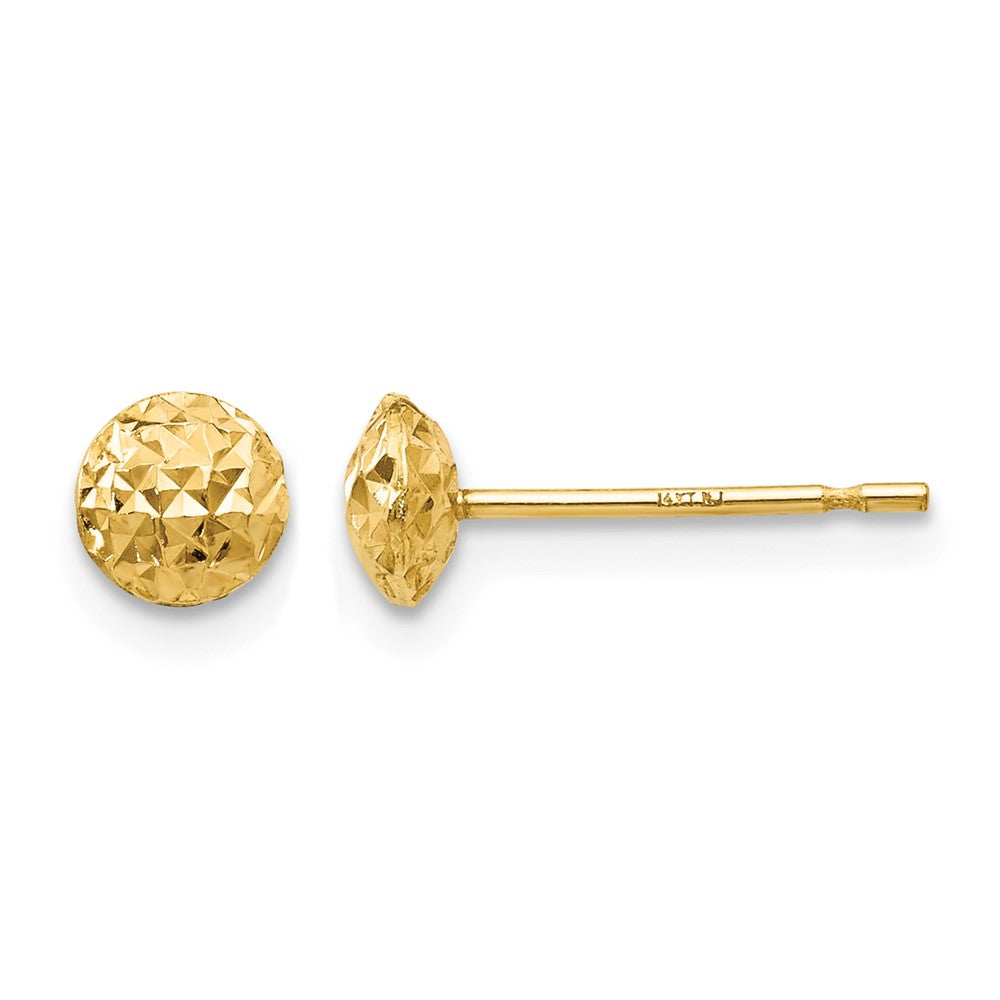 14K 5mm Textured Puffed Round Button Post Earrings, 5 x 5 mm