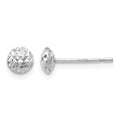 14K White Gold 5mm Textured Puffed Round Button Post Earrings, 5 x 5 mm