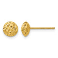 14K 6mm Polished Diamond-cut Puffed Round Button Post Earrings, 6 x 6 mm