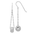 14K White Gold Chain with Diamond-cut 8mm Puffed Donut Bead Dangle French Hook Earrings, 51 x 8 mm